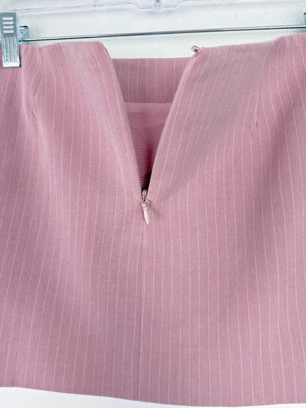By.Dyln Zayne Mini Skirt Stripes High Slit Revolve Pink Pinstripe Size XS EUC - Picture 9 of 10